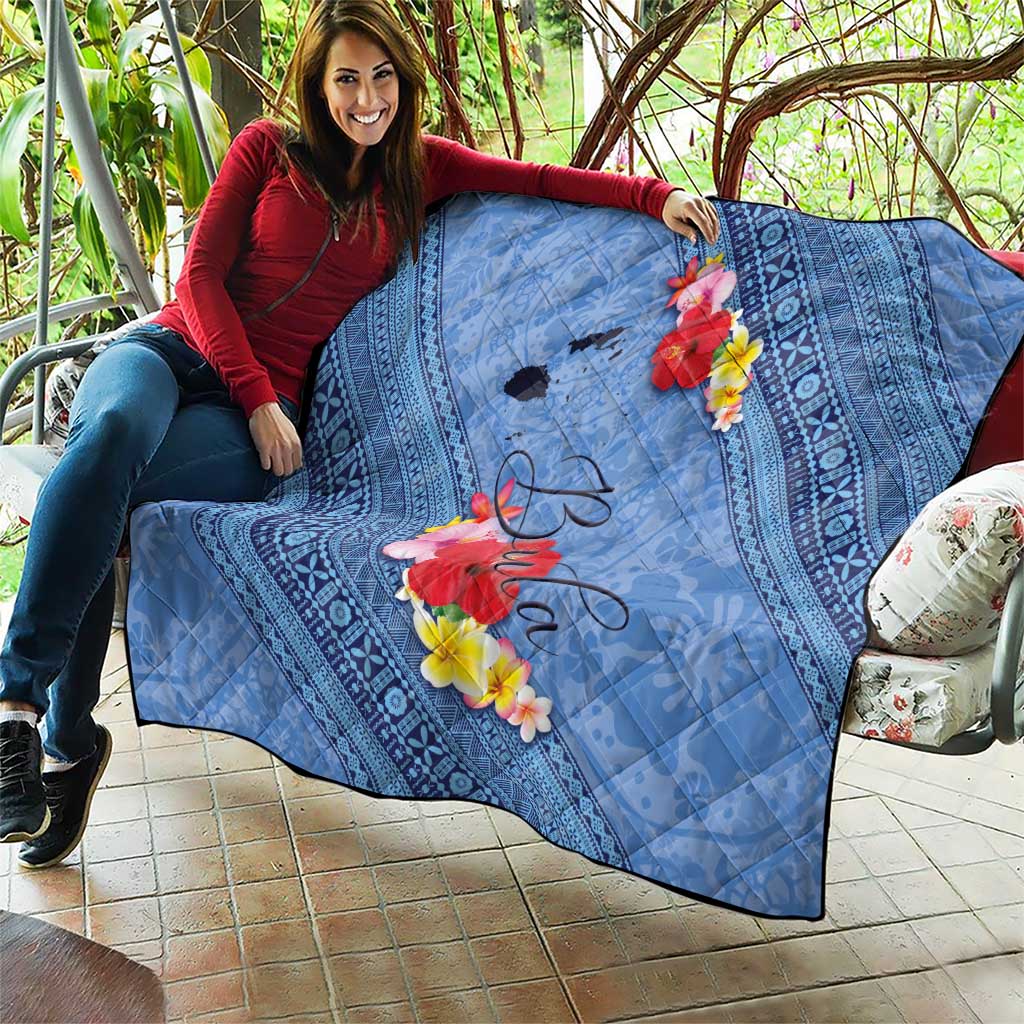 Bula Fiji Hibiscus and Plumeria Flowers Quilt Tapa Tattoo Polynesian Pattern