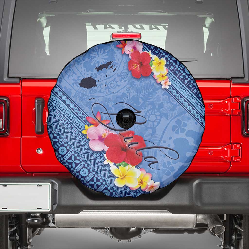 Bula Fiji Hibiscus and Plumeria Flowers Spare Tire Cover Tapa Tattoo Polynesian Pattern LT03 - Polynesian Pride