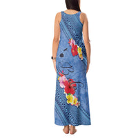 Bula Fiji Hibiscus and Plumeria Flowers Tank Maxi Dress Tapa Tattoo Polynesian Pattern LT03 - Polynesian Pride