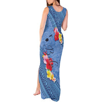 Bula Fiji Hibiscus and Plumeria Flowers Tank Maxi Dress Tapa Tattoo Polynesian Pattern LT03 - Polynesian Pride