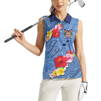 Bula Fiji Hibiscus and Plumeria Flowers Women Sleeveless Polo Shirt Tapa Tattoo Polynesian Pattern LT03 - Polynesian Pride