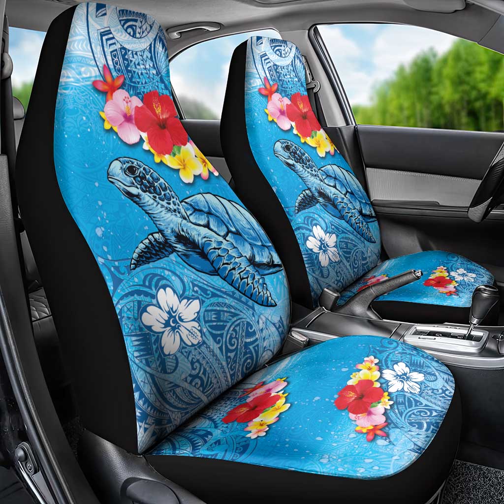 Hawaii Sea Turtle and Tropical Flowers Car Seat Cover Polynesian Tattoo Undersea Vibe LT03 - Polynesian Pride