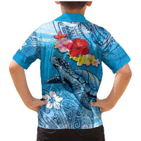 Hawaii Sea Turtle and Tropical Flowers Family Matching Mermaid Dress and Hawaiian Shirt Polynesian Tattoo Undersea Vibe LT03 - Polynesian Pride