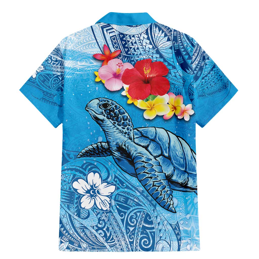 Hawaii Sea Turtle and Tropical Flowers Family Matching Mermaid Dress and Hawaiian Shirt Polynesian Tattoo Undersea Vibe LT03 - Polynesian Pride