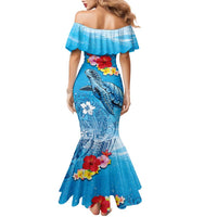 Hawaii Sea Turtle and Tropical Flowers Family Matching Mermaid Dress and Hawaiian Shirt Polynesian Tattoo Undersea Vibe LT03 - Polynesian Pride