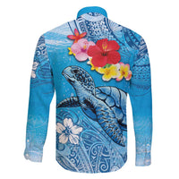 Hawaii Sea Turtle and Tropical Flowers Family Matching Off Shoulder Maxi Dress and Hawaiian Shirt Polynesian Tattoo Undersea Vibe LT03 - Polynesian Pride