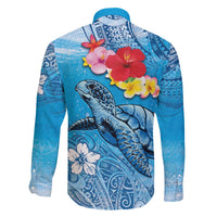 Hawaii Sea Turtle and Tropical Flowers Family Matching Puletasi and Hawaiian Shirt Polynesian Tattoo Undersea Vibe LT03 - Polynesian Pride