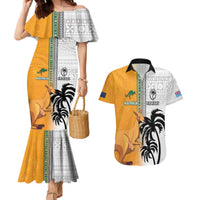 Custom Fiji and Australia Rugby Couples Matching Mermaid Dress and Hawaiian Shirt Aboriginal and Fijian Masi Pattern LT03 White - Polynesian Pride