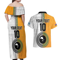 Custom Fiji and Australia Rugby Couples Matching Off Shoulder Maxi Dress and Hawaiian Shirt Aboriginal and Fijian Masi Pattern LT03 - Polynesian Pride