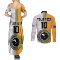 Custom Fiji and Australia Rugby Couples Matching Summer Maxi Dress and Long Sleeve Button Shirt Aboriginal and Fijian Masi Pattern LT03 - Polynesian Pride