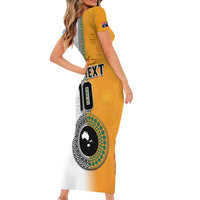 Custom Fiji and Australia Rugby Family Matching Short Sleeve Bodycon Dress and Hawaiian Shirt Aboriginal and Fijian Masi Pattern LT03 - Polynesian Pride