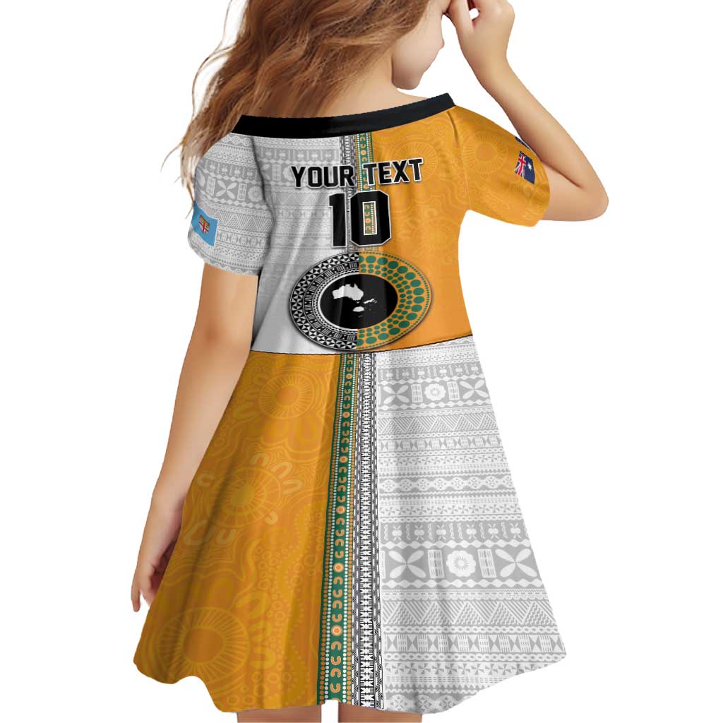 Custom Fiji and Australia Rugby Family Matching Summer Maxi Dress and Hawaiian Shirt Aboriginal and Fijian Masi Pattern LT03 - Polynesian Pride
