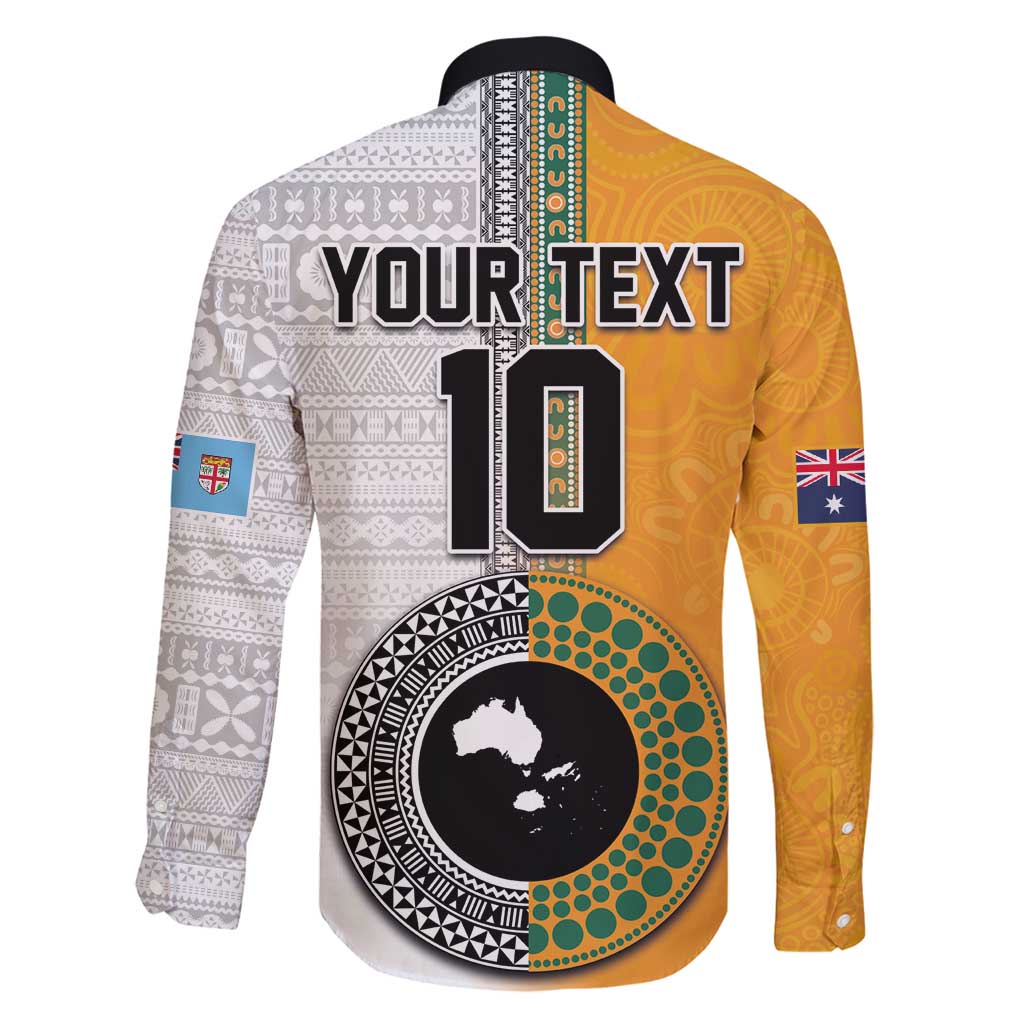 Custom Fiji and Australia Rugby Family Matching Summer Maxi Dress and Hawaiian Shirt Aboriginal and Fijian Masi Pattern LT03 - Polynesian Pride