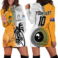 Custom Fiji and Australia Rugby Hoodie Dress Aboriginal and Fijian Masi Pattern LT03 - Polynesian Pride