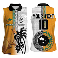 Custom Fiji and Australia Rugby Women Sleeveless Polo Shirt Aboriginal and Fijian Masi Pattern LT03 - Polynesian Pride
