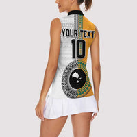 Custom Fiji and Australia Rugby Women Sleeveless Polo Shirt Aboriginal and Fijian Masi Pattern LT03 - Polynesian Pride