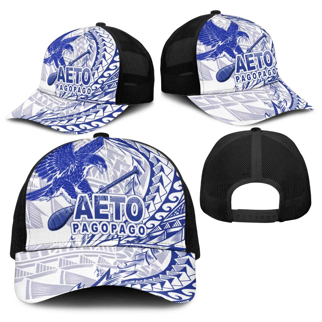 American Samoa Pago Pago Aeto Baseball Net Cap Wingstyle Blue-White Color - Polynesian Pride