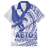 American Samoa Pago Pago Aeto Family Matching Off The Shoulder Long Sleeve Dress and Hawaiian Shirt Wingstyle Blue-White Color LT03 Dad's Shirt - Short Sleeve White - Polynesian Pride
