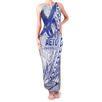American Samoa Pago Pago Aeto Family Matching Tank Maxi Dress and Hawaiian Shirt Wingstyle Blue-White Color LT03 Mom's Dress White - Polynesian Pride