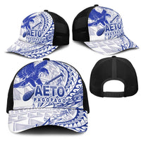 American Samoa Pago Pago Aeto Mesh Trucker Cap Wingstyle Blue-White Color - Polynesian Pride