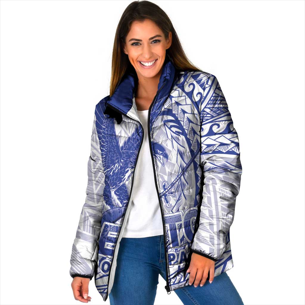 Samoa Pago Pago Aeto Padded Jacket Wingstyle Blue-White Color - Polynesian Pride