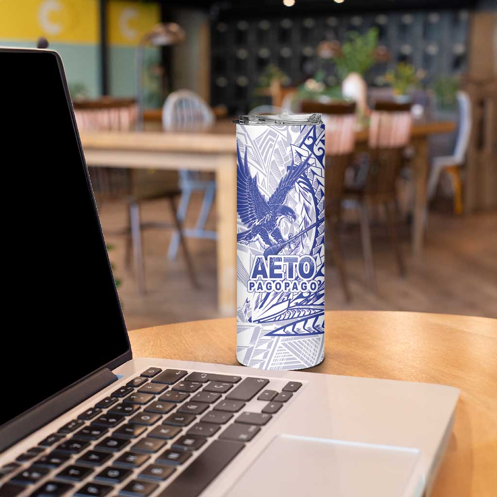 Samoa Pago Pago Aeto Skinny Tumbler Wingstyle Blue-White Color - Polynesian Pride