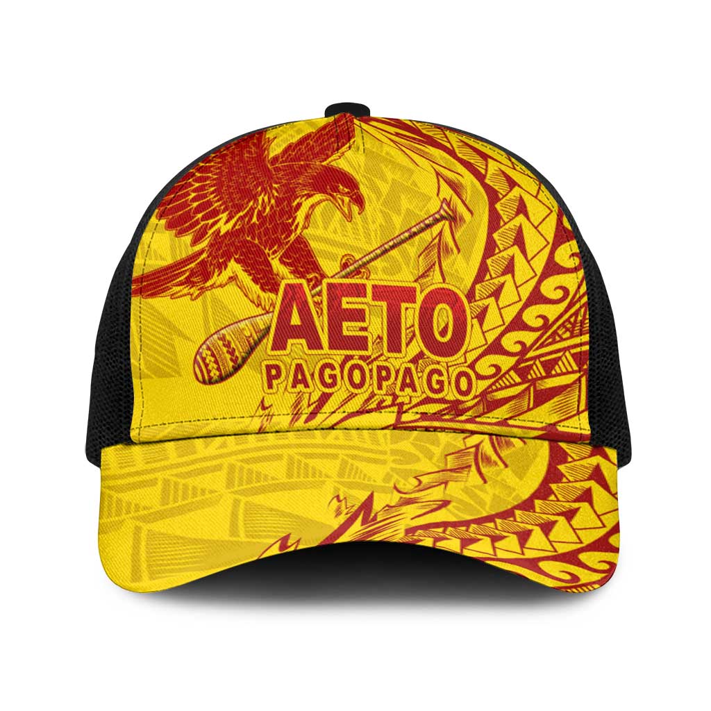 American Samoa Pago Pago Aeto Baseball Net Cap Wingstyle Red-Gold Color - Polynesian Pride