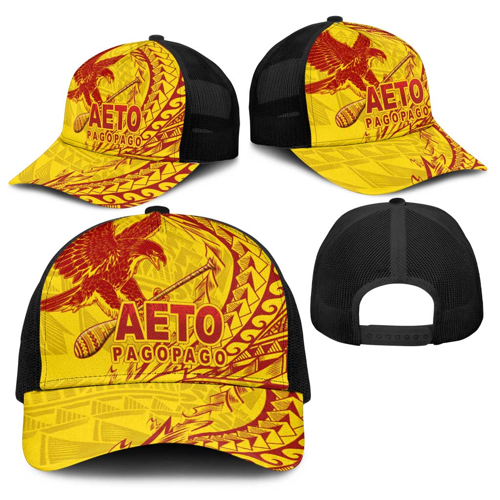 American Samoa Pago Pago Aeto Baseball Net Cap Wingstyle Red-Gold Color - Polynesian Pride