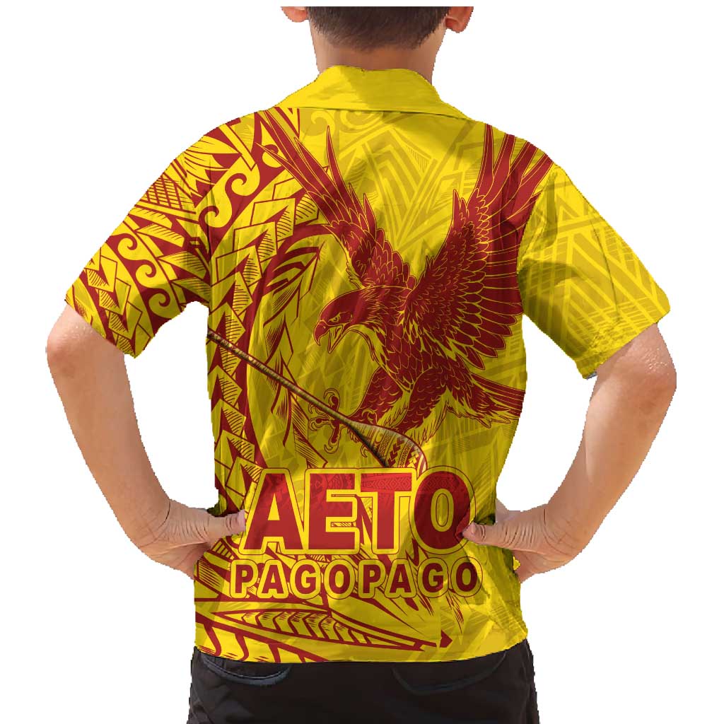 American Samoa Pago Pago Aeto Family Matching Mermaid Dress and Hawaiian Shirt Wingstyle Red-Gold Color LT03 - Polynesian Pride