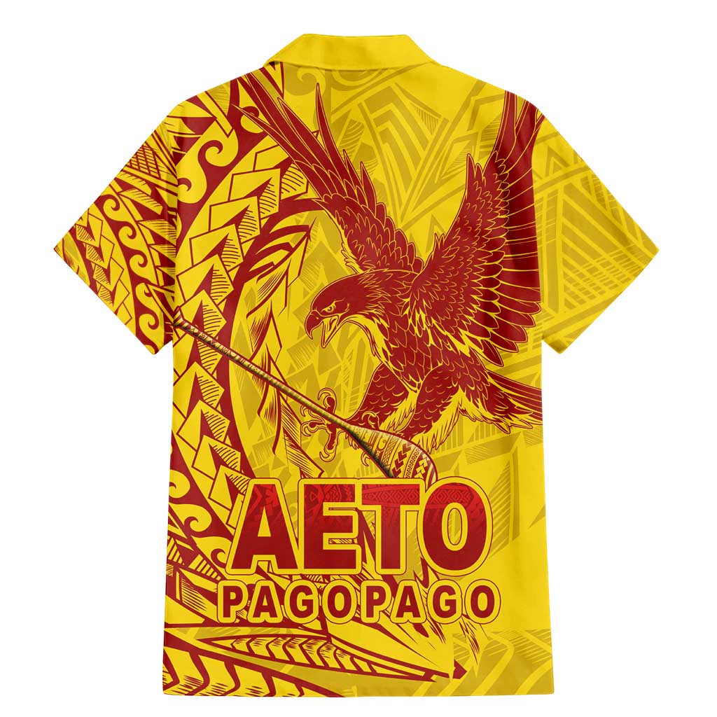 American Samoa Pago Pago Aeto Family Matching Mermaid Dress and Hawaiian Shirt Wingstyle Red-Gold Color LT03 - Polynesian Pride