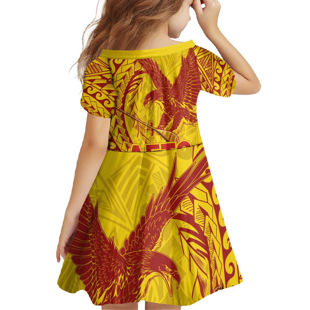 American Samoa Pago Pago Aeto Family Matching Off Shoulder Maxi Dress and Hawaiian Shirt Wingstyle Red-Gold Color LT03 - Polynesian Pride