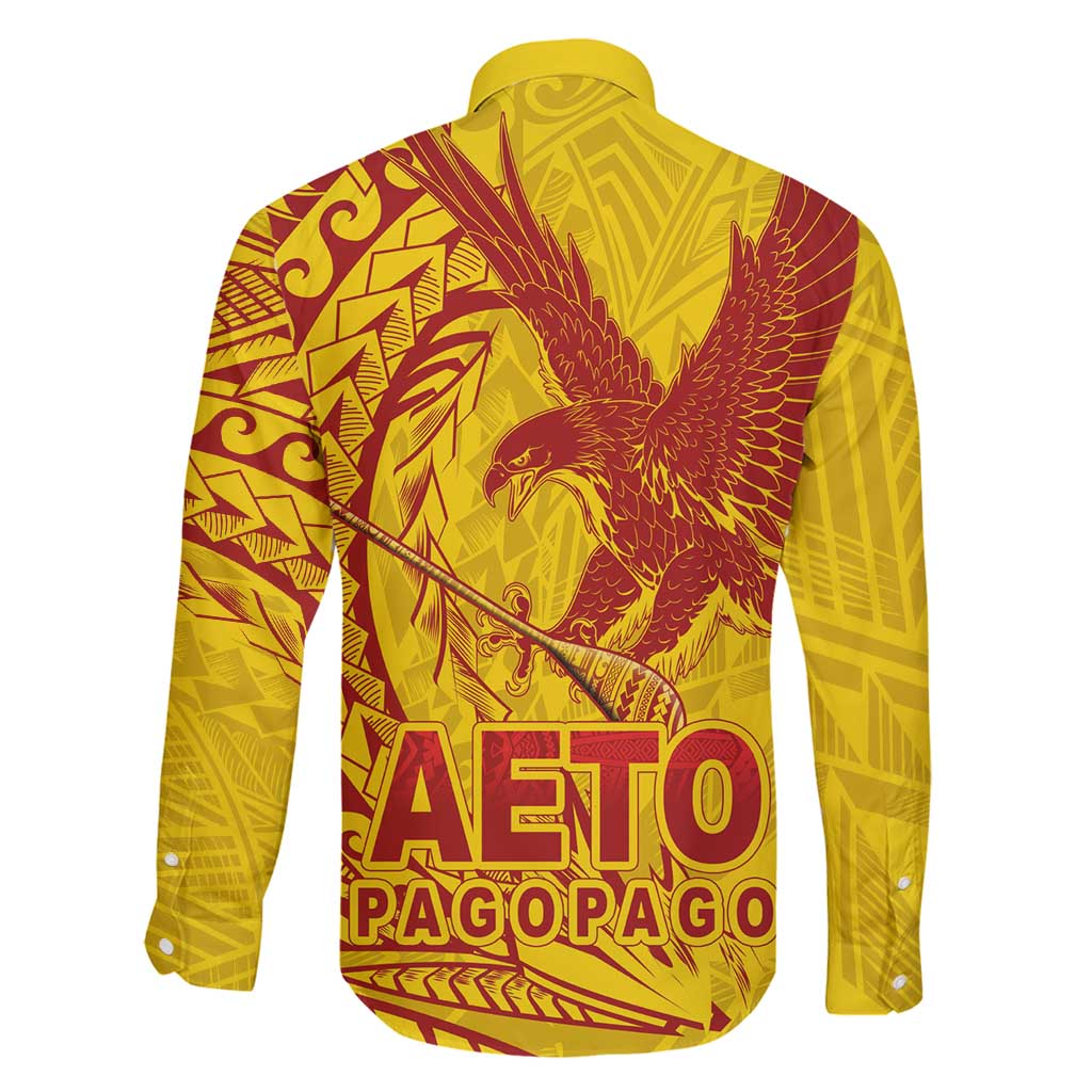 American Samoa Pago Pago Aeto Family Matching Summer Maxi Dress and Hawaiian Shirt Wingstyle Red-Gold Color LT03 - Polynesian Pride