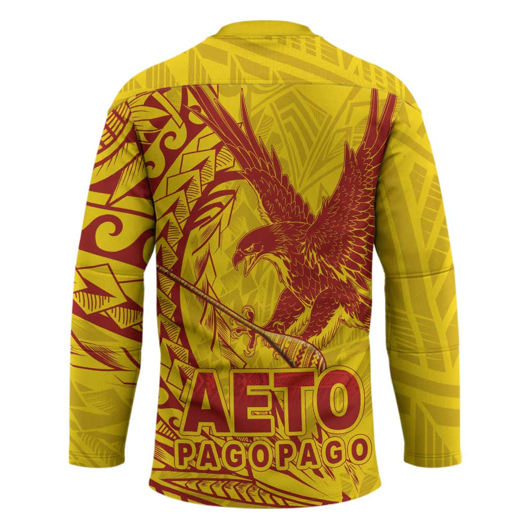 American Samoa Pago Pago Aeto Hockey Jersey Wingstyle Red-Gold Color LT03 - Polynesian Pride