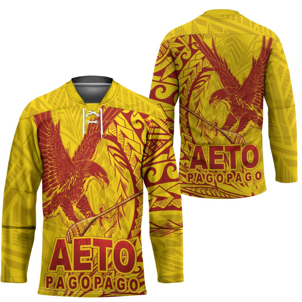 American Samoa Pago Pago Aeto Hockey Jersey Wingstyle Red-Gold Color LT03 - Polynesian Pride