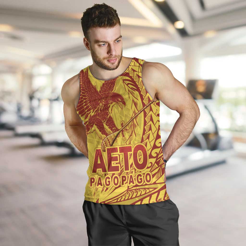 Samoa Pago Pago Aeto Men Tank Top Wingstyle Red-Gold Color - Polynesian Pride