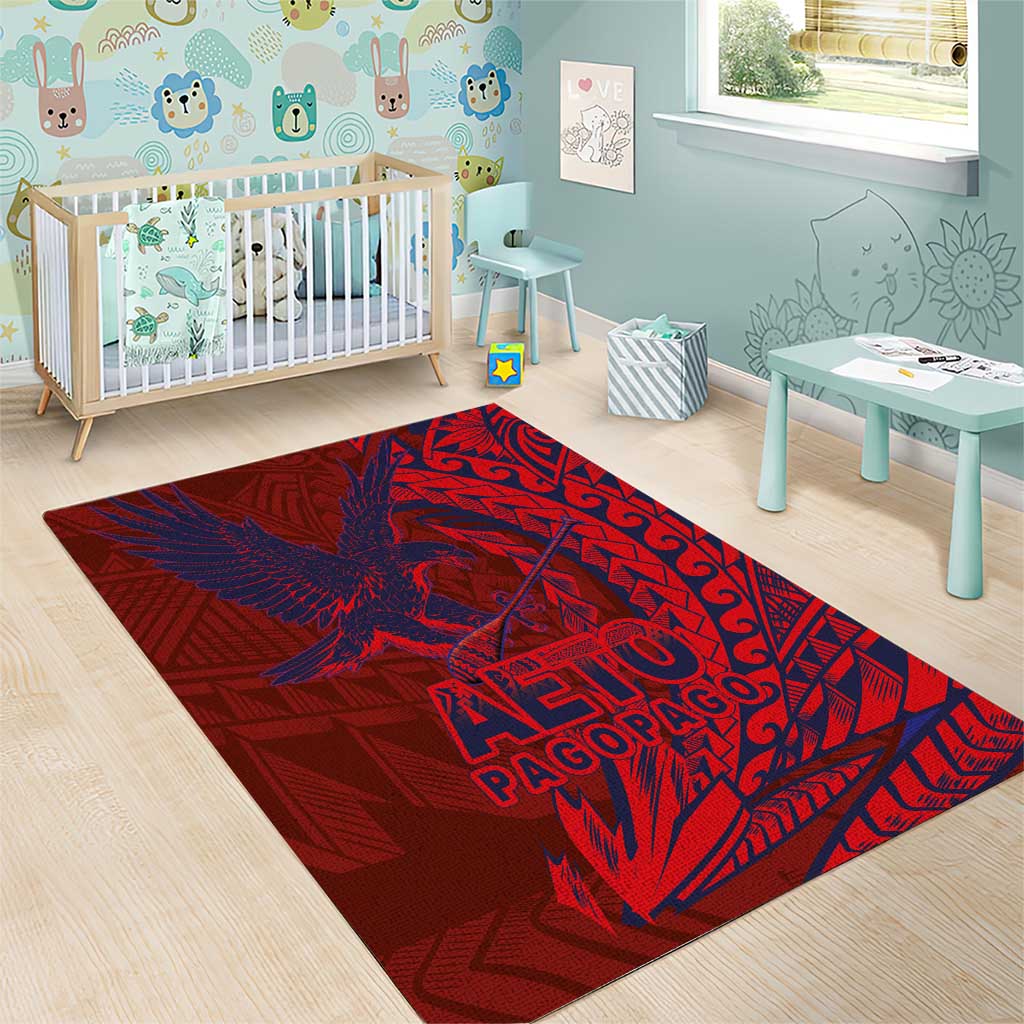 Samoa Pago Pago Aeto Area Rug Wingstyle Red-Blue Color - Polynesian Pride