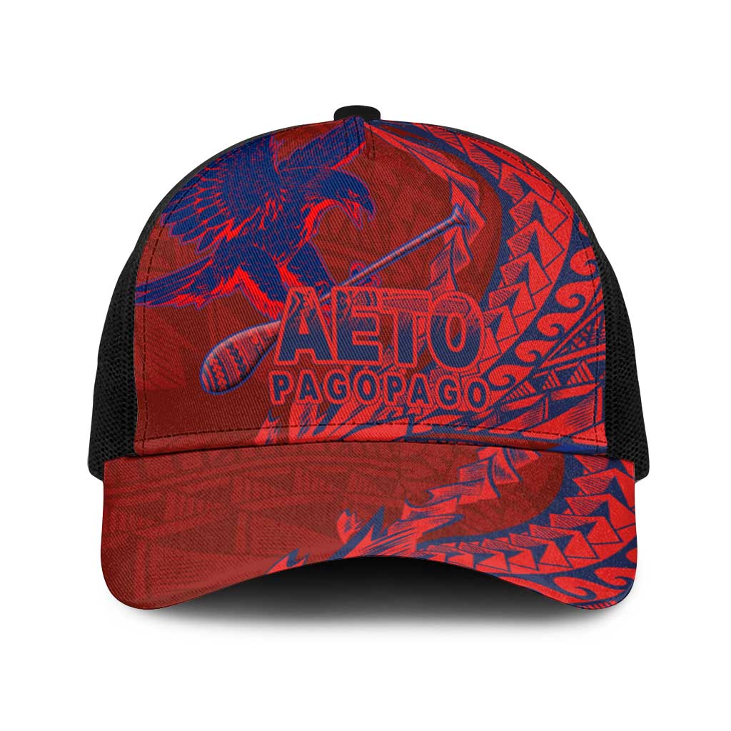American Samoa Pago Pago Aeto Baseball Net Cap Wingstyle Red-Blue Color - Polynesian Pride
