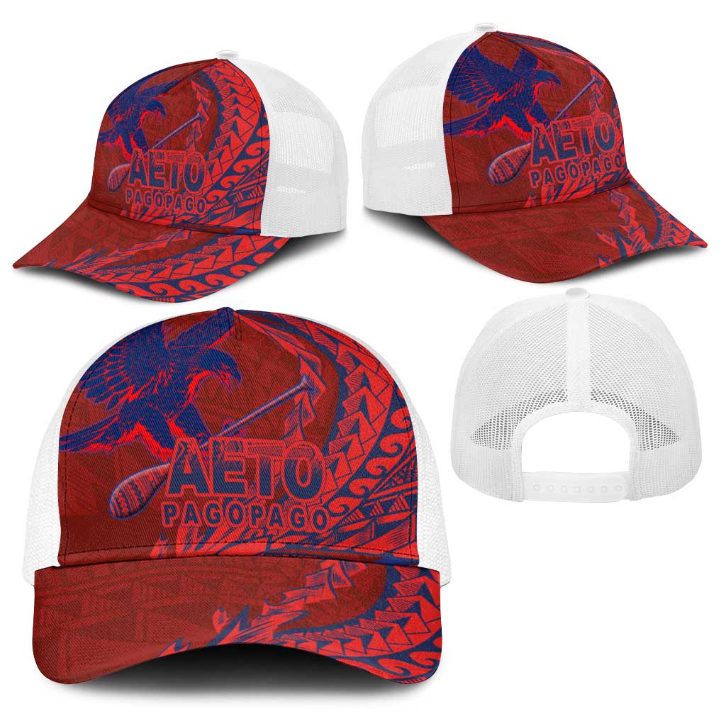 American Samoa Pago Pago Aeto Baseball Net Cap Wingstyle Red-Blue Color - Polynesian Pride