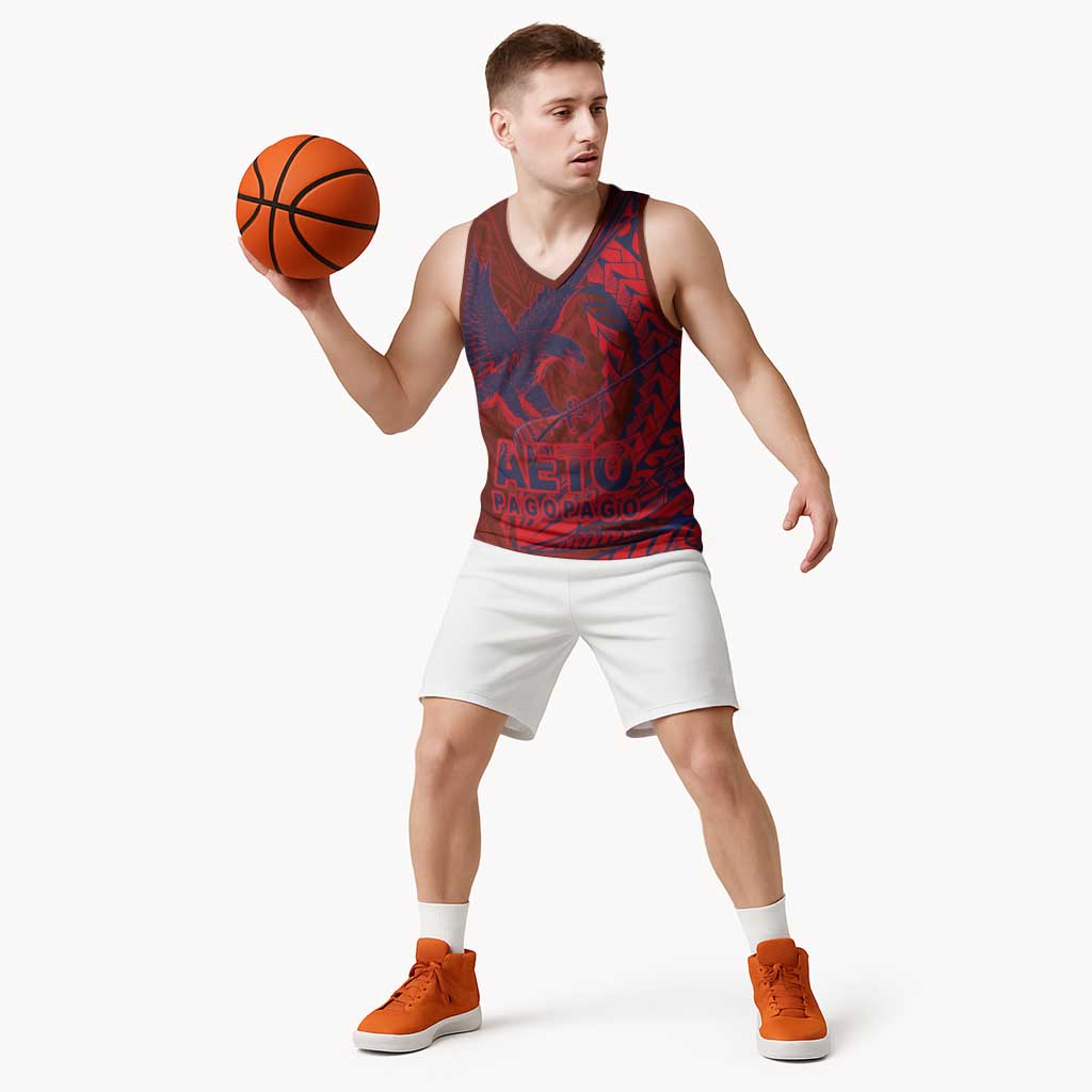 Samoa Pago Pago Aeto Basketball Jersey Wingstyle Red-Blue Color - Polynesian Pride