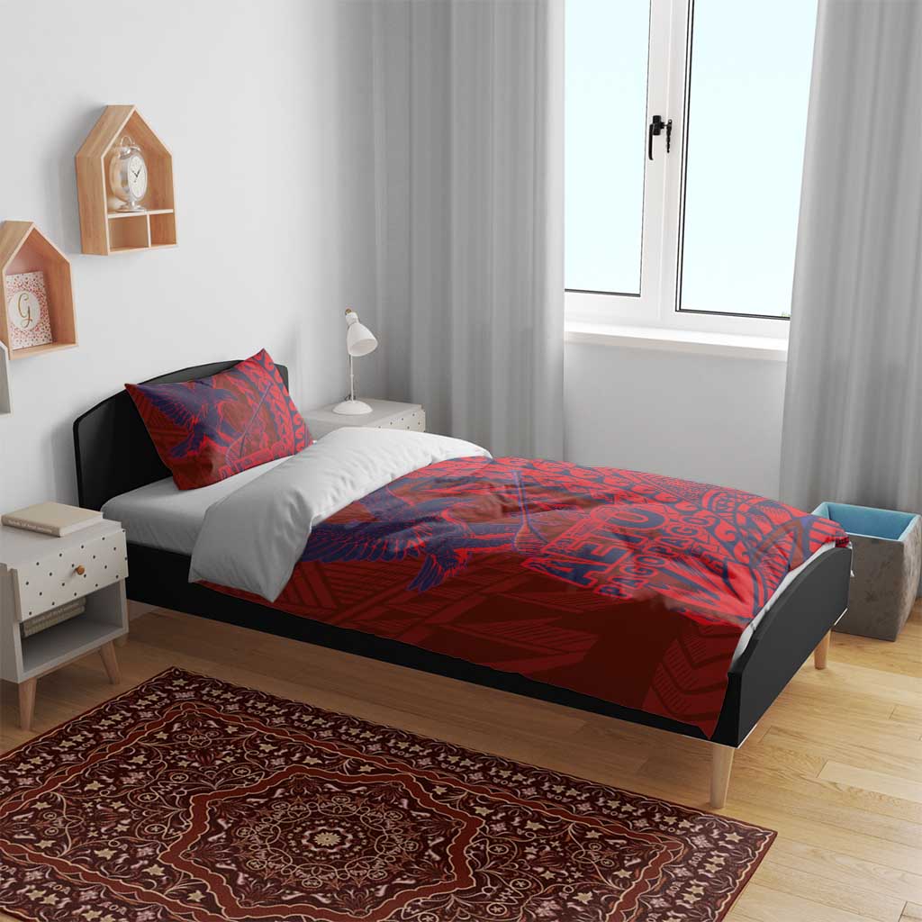 Samoa Pago Pago Aeto Bedding Set Wingstyle Red-Blue Color - Polynesian Pride
