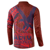 Samoa Pago Pago Aeto Button Sweatshirt Wingstyle Red-Blue Color - Polynesian Pride