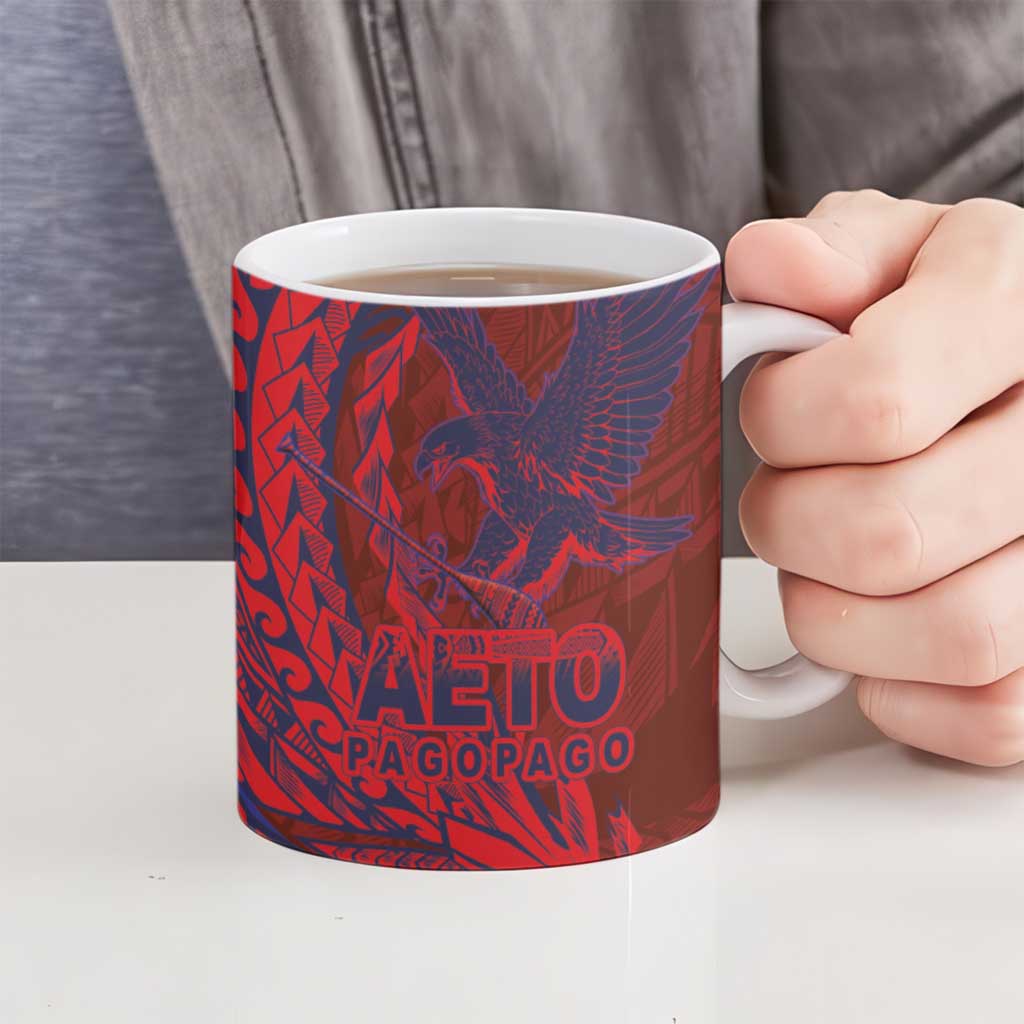 Samoa Pago Pago Aeto Ceramic Mug Wingstyle Red-Blue Color - Polynesian Pride