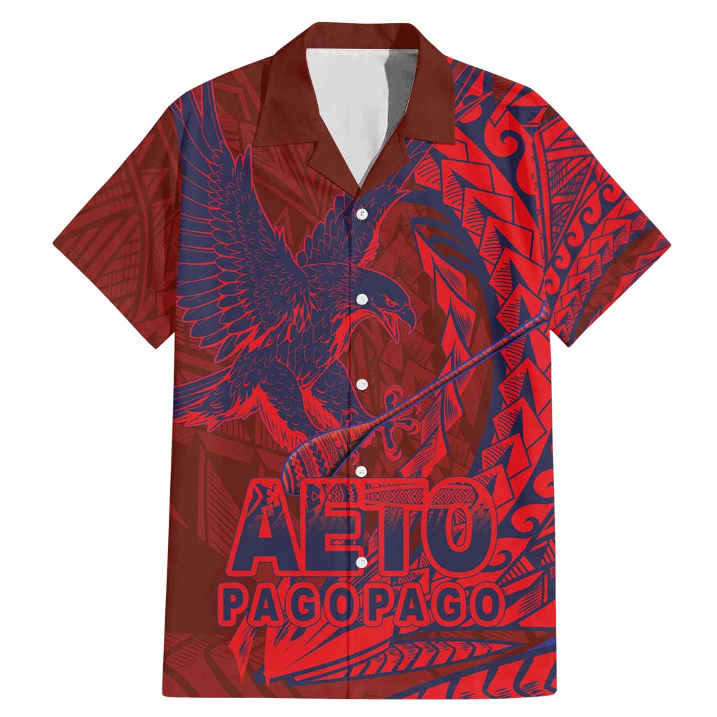 American Samoa Pago Pago Aeto Family Matching Mermaid Dress and Hawaiian Shirt Wingstyle Red-Blue Color LT03 Dad's Shirt - Short Sleeve Red - Polynesian Pride