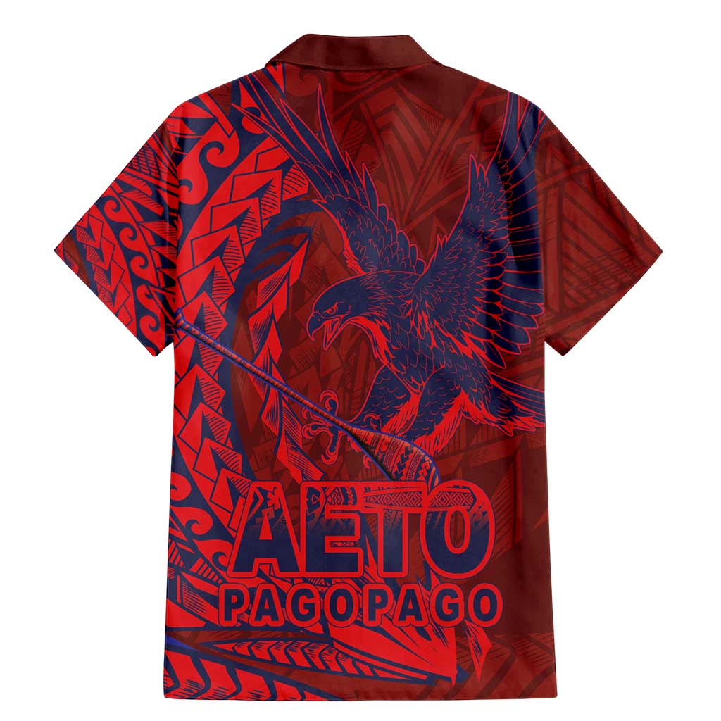 American Samoa Pago Pago Aeto Family Matching Mermaid Dress and Hawaiian Shirt Wingstyle Red-Blue Color LT03 - Polynesian Pride