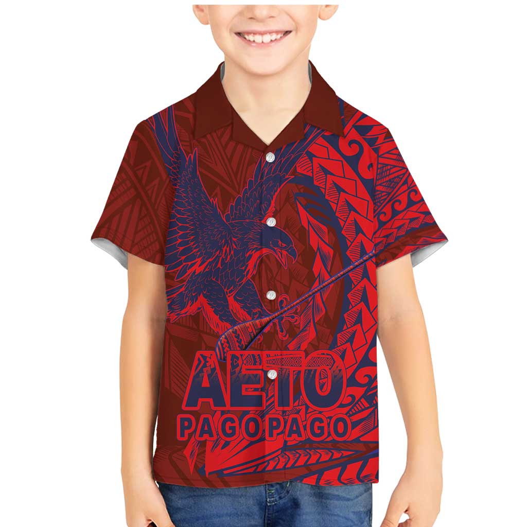 American Samoa Pago Pago Aeto Family Matching Mermaid Dress and Hawaiian Shirt Wingstyle Red-Blue Color LT03 Son's Shirt Red - Polynesian Pride