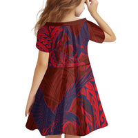 American Samoa Pago Pago Aeto Family Matching Off Shoulder Short Dress and Hawaiian Shirt Wingstyle Red-Blue Color LT03 - Polynesian Pride
