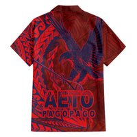 American Samoa Pago Pago Aeto Family Matching Summer Maxi Dress and Hawaiian Shirt Wingstyle Red-Blue Color LT03 - Polynesian Pride