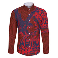 American Samoa Pago Pago Aeto Family Matching Summer Maxi Dress and Hawaiian Shirt Wingstyle Red-Blue Color LT03 Dad's Shirt - Long Sleeve Red - Polynesian Pride