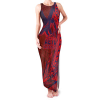American Samoa Pago Pago Aeto Family Matching Tank Maxi Dress and Hawaiian Shirt Wingstyle Red-Blue Color LT03 Mom's Dress Red - Polynesian Pride