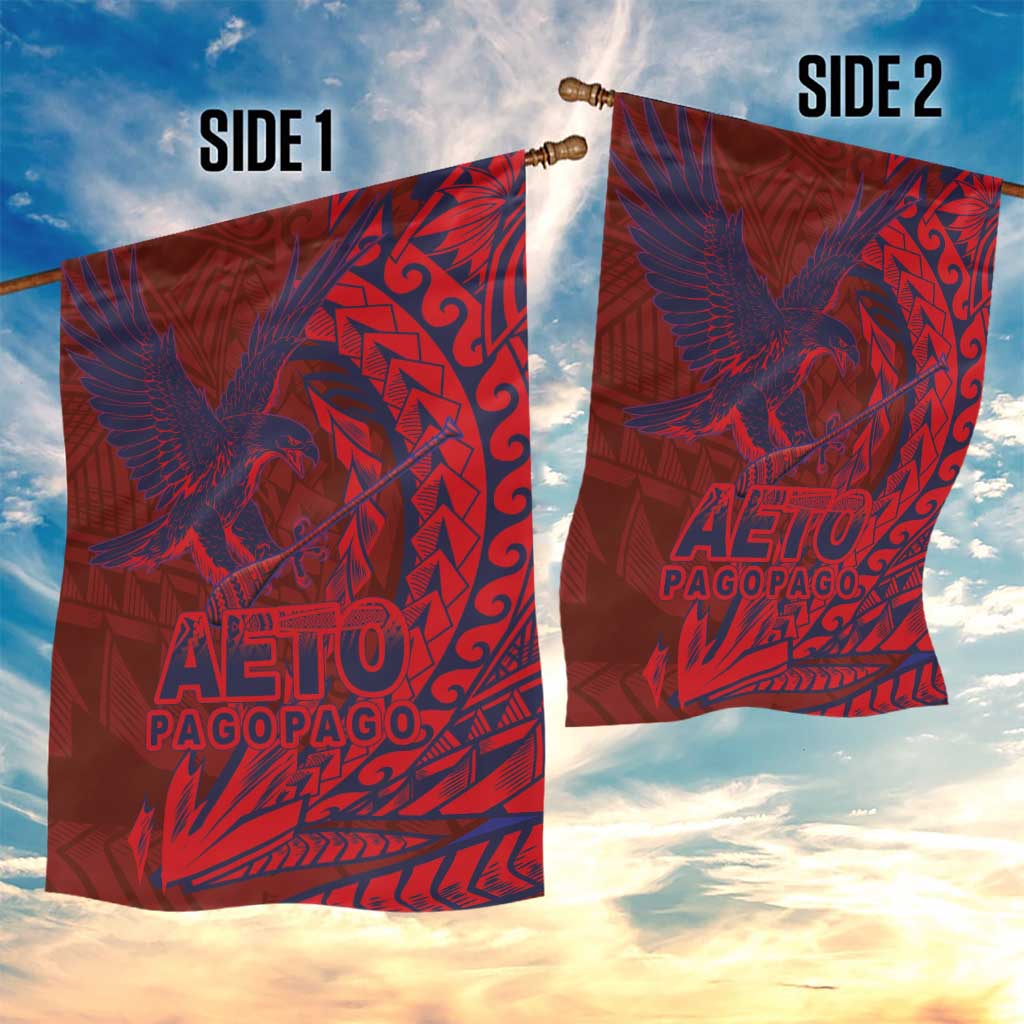 Samoa Pago Pago Aeto Garden Flag Wingstyle Red-Blue Color - Polynesian Pride